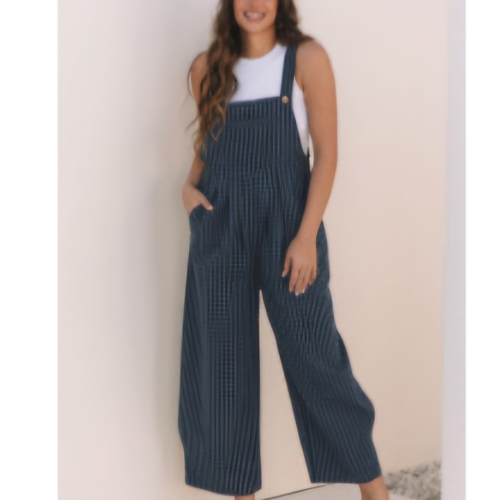 142 Navy And Black Check  Wide-Leg Jumpsuit